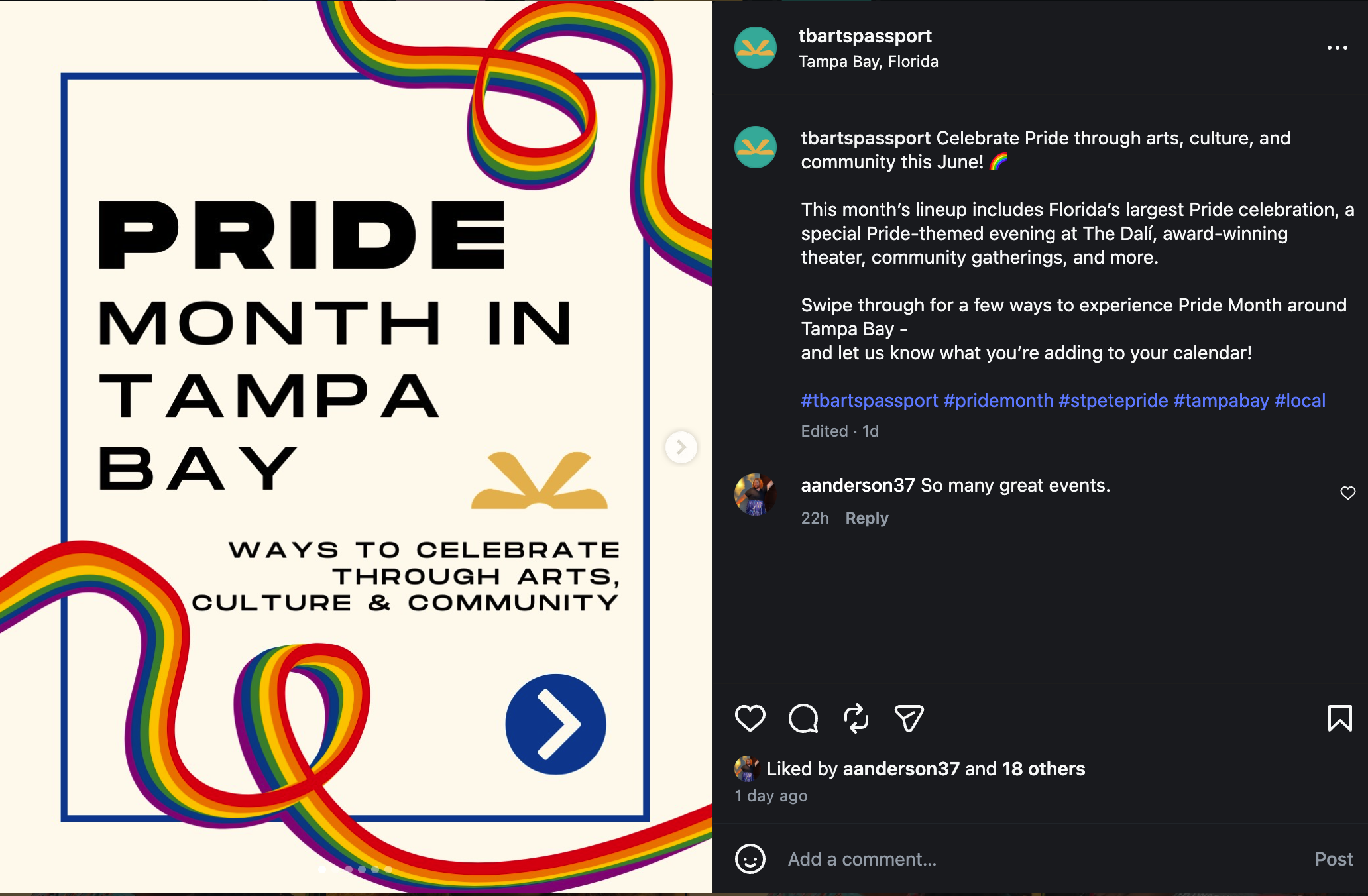 Tampa Bay Arts Passport Pride Month Events